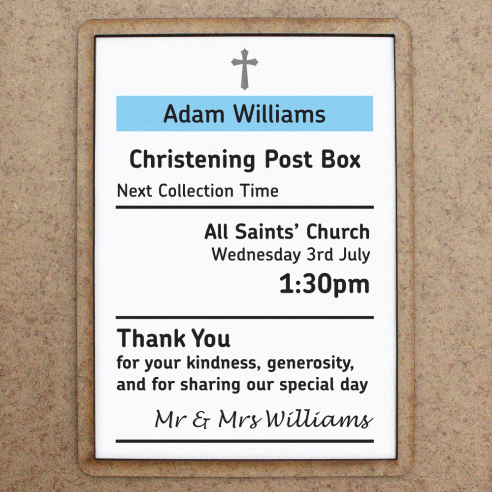 Sign for the Christening/Baptism Post box